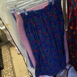Vintage Talbots Petite Floral Pleated Midi Skirt - Size 6